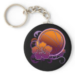 Basketball Tropical Flower Purple Keychain