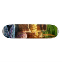 Baskets of Yarn at Flea Market Custom Skate Board