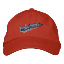 Bass Boat Embroidered Baseball Caps