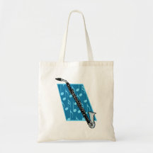 Bass Clarinet with Blue Background and Music Notes Bag