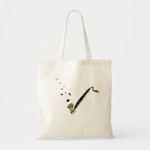 Bass Clarinet with music notes Tote Bags