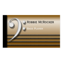 Bass Clef and Strings Gold Business Cards