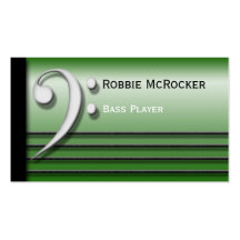 Bass Clef and Strings Green Business Cards