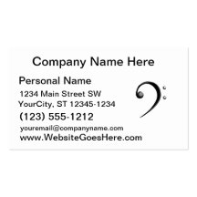 Bass Clef Casual Style Black and White Version Business Card Templates