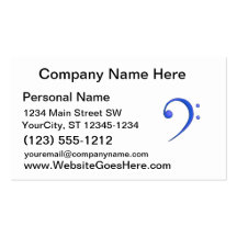 Bass Clef Casual Style Blue note design Business Card Templates