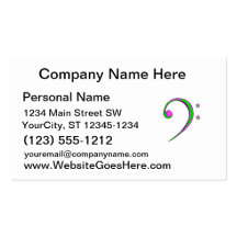 Bass Clef Casual Style Green and Purple Business Cards