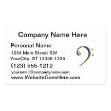 Bass Clef Casual Style Orange and Blue Business Card Template
