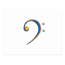 Bass Clef Casual Style Orange and Blue Post Cards