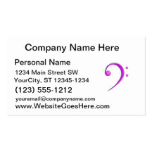 Bass Clef Casual Style Purple Business Card Template