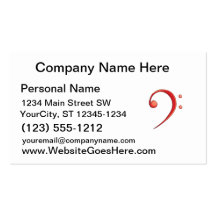 Bass Clef Casual Style Red Business Card Template