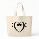 Bass clef heart (black) bags