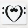 Bass clef heart (black) mouse pad