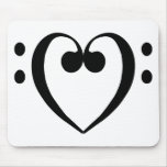Bass clef heart (black) mousepads