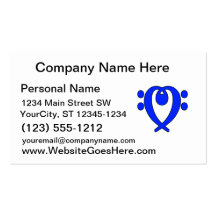 Bass Clef heart blue Business Cards