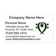 Bass clef heart dark green business card template