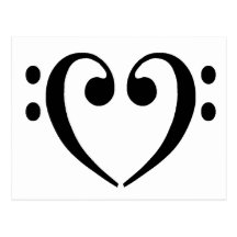 Bass Clef Heart Post Card