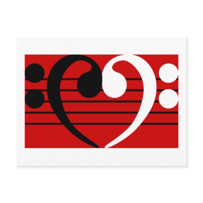 Bass Clef Heart Post Cards by cloverbelledesigns