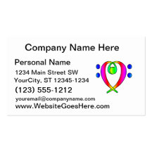 Bass Clef Heart Rainbow Gradient Business Cards