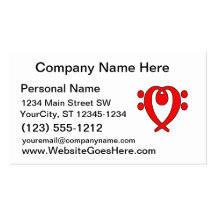 bass clef heart red business card