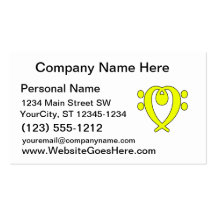 bass clef heart yellow business card template