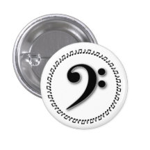Bass Clef Music Note Design Pinback Buttons