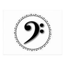 Bass Clef Music Note Design Postcards