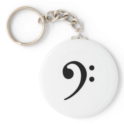 Bass Clef on white background Key Chain by musicshoes