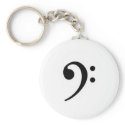 Bass Clef on white background keychains