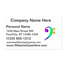 Bass Clef Rainbow Gradient Outline Business Cards