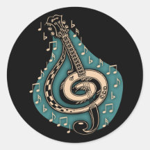 Bass Clef Round Stickers