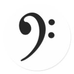 Bass clef round stickers