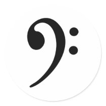 Bass clef round stickers