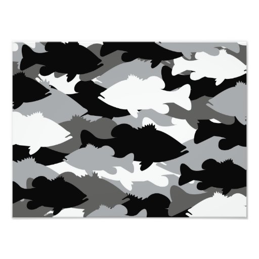 Bass Fishing Black Camo Photo Print