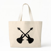 bass guitar crossed tote bag