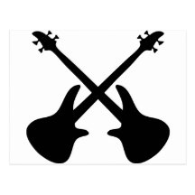 bass guitar crossed post card