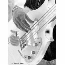 Bass player , bass and hand, negative image acrylic cut out