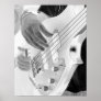 Bass player , bass and hand, negative image print