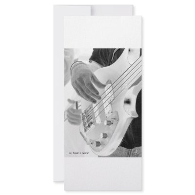Bass player , bass and hand, negative image customized rack card by SusansZooCrew