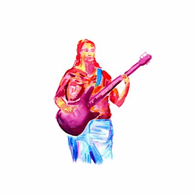 Bass Player, Colourful watercolour painting by MusicianEvents