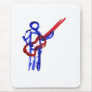 Bass Player outline figure red and blue Mousepad