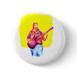 Bass player, watercolour painting buttons