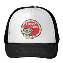 Bass with baseball bat lucky bass mesh hats