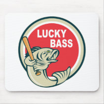 Bass with baseball bat lucky bass mouse pad