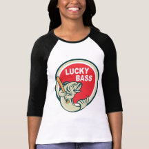 Bass with baseball bat lucky bass t-shirt