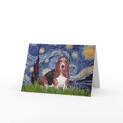 Basset 1 - Starry Night Cards by masterpiecedogs