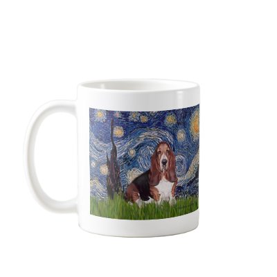 Basset 1 - Starry Night Mugs by masterpiecedogs