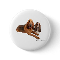 Basset and Bloodhound Buddies Pinback Buttons