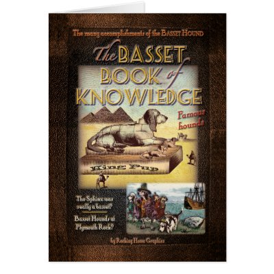 Basset Book of Knowledge Greeting Cards by RockingHorseGraphics