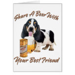 Basset Drinking a beer Greeting Card