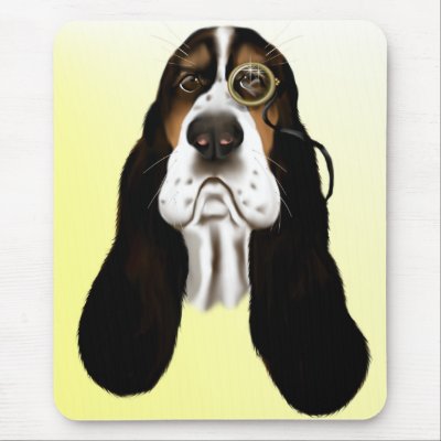 Basset Face and Monocle  Mousepad by Lotacats